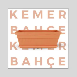 Serinova 2 Kunststof Bloembakken Drainage 9L + Schaal 46x20 Terra Cotta Rechthoekige Bloempot Plantenbak