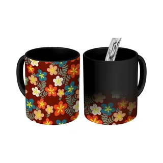 OneMillionMugs Magische Mok - Foto Op Warmte Mokken - Koffiemok - Retro - Patronen - Bloemen - Jaren 70 - Magic Mok - Beker - 350 Ml - Theemok