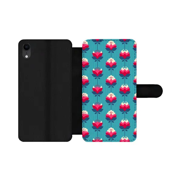 Telefoonhoesje Geschikt Voor IPhone Xr Telefoonhoesje - Patronen - Retro - Bloemen - Lelie - Met Vakjes - Wallet Case Met Magneetsluiting thumbnail