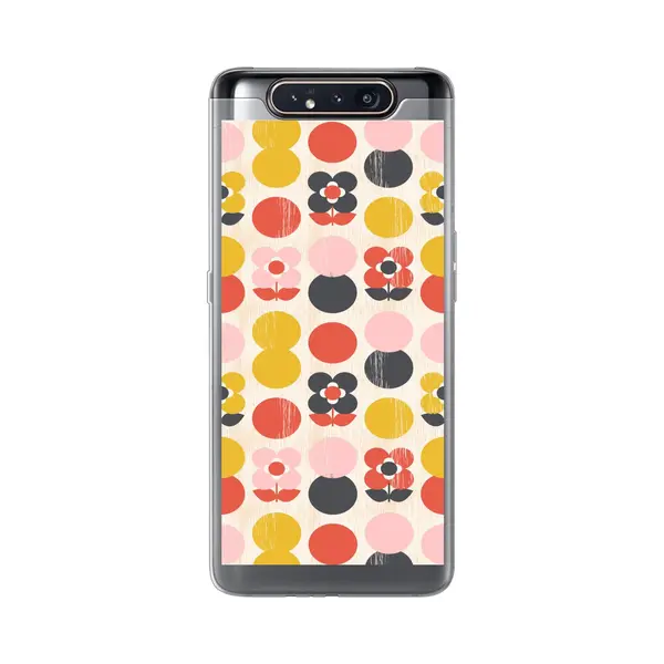 Telefoonhoesje Geschikt Voor Samsung Galaxy A80 Hoesje - Retro - Design - Bloemen - Pastel - Siliconen Telefoonhoesje thumbnail
