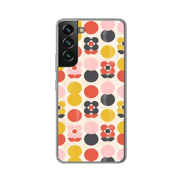 Telefoonhoesje Geschikt Voor Samsung Galaxy S22 Plus Hoesje - Retro - Design - Bloemen - Pastel - Siliconen Telefoonhoesje thumbnail