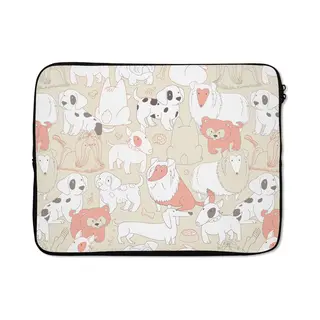 Laptophoes 15.6 Inch - Patronen - Hond - Hondenvoer - Jongens - Meisjes - Kinderen - Kind - Laptop Sleeve - Binnenmaat 37x26 Cm - Zwarte Achterkant