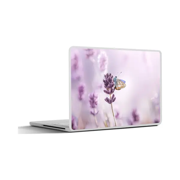 Laptop Sticker - 17.3 Inch - Lavendel - Vlinder - Close-up - Paars - 40x30cm - Laptopstickers - Laptop Skin - Cover thumbnail