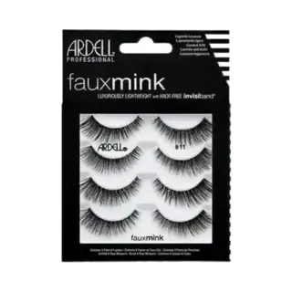Ardell Faux Mink 811 Multipack - 4 Paar Zijdezachte Nepwimpers - Medium Volume, Medium Lengte - Uitlopende, Gevleugelde Wimperstijl - Invisiband