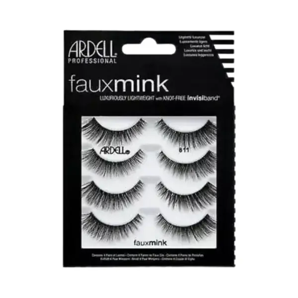 Ardell Faux Mink 811 Multipack - 4 Paar Zijdezachte Nepwimpers - Medium Volume, Medium Lengte - Uitlopende, Gevleugelde Wimperstijl - Invisiband thumbnail