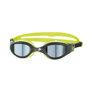 Zoggs Unisex Jugend Phantom Elite Schwimmbrille, Schwimmbrille, Geschützmetall/Grün/Spiegel, 6-14 Jahre