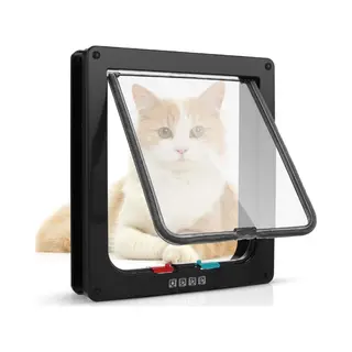 Daity 1 Stuk - Kattenluikpaneel, Viervoudig Afsluitbaar Kattenluik, Geschikt Voor Binnen- En Buitendeuren, Geluidloos, Abs-materiaal, Weerbestendig,