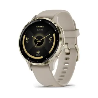 Garmin Venu 3S 3,05 cm (1.2") Amoled 41 mm Digital 390 x 390 Pixel Touchscreen Gold, Grau Wlan Gps