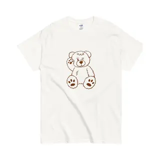 Gildan T Shirt Dames Heren - Grappige Bruine Beer Illustratie - Katoen - Wit - 3XL