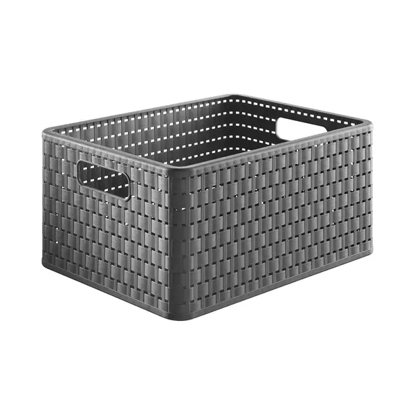 Rotho 1115308853WS Aufbewahrungsbox Aufbewahrungskorb Rechteckig Rattan Anthrazit thumbnail