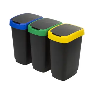 Twist 3 X 25 L Set Di 3 Cestini Per Raccolta Differenziata Coperchi Colorati - Rotho