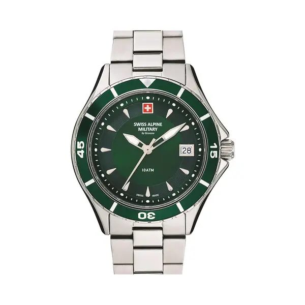 Swiss Alpine Military Damen-Armbanduhr Analog Quarz 7740.1 Edelstahl, Stahl/Stahl/Grün – 1134sam, Armband thumbnail