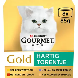 6x Gourmet Gold Kattenvoer Nat Hartig Torentje 8 X 85 Gr