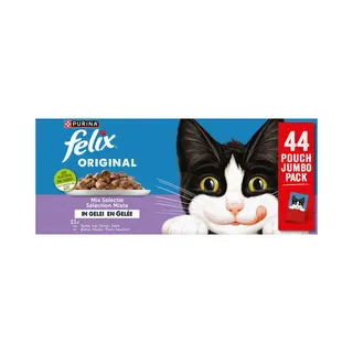 Sparpaket, Felix Original Mix In Gelee 88 X 85 G - Mixpaket (Lachs, Thunfisch, Rind, Huhn) (Verpakking van 88)