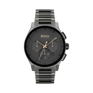 Hugo Boss Peak 1513814 Men's Chronograph – 44mm Black Dial Two-Tone Grey And Black Bracelet