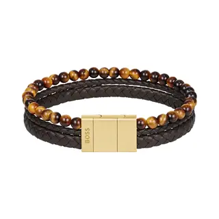 Hugo Boss Boss Brown Leder Gemstone Bracelet HBJ1580787
