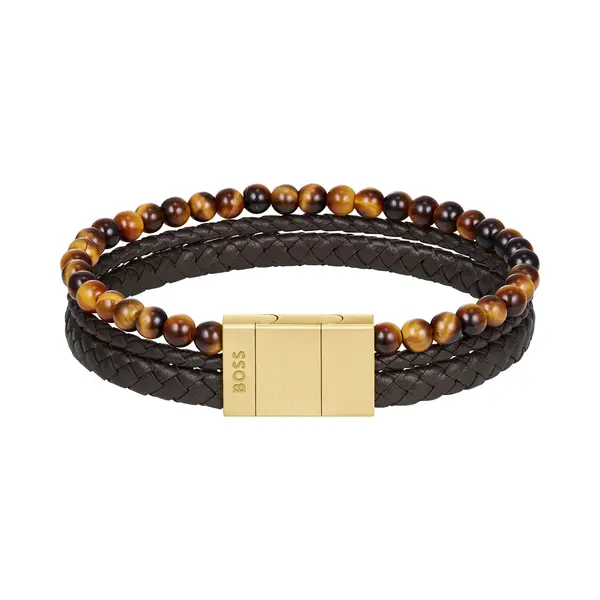 Hugo Boss Boss Brown Leder Gemstone Bracelet HBJ1580787 thumbnail