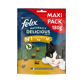 Felix Naturally Delicious Snacks | Erwachsene | Leckereien Für Katzen | Huhn Mit Einem Hauch Von Gras | 180 G