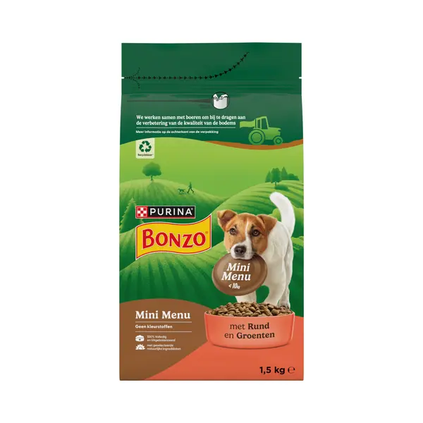 3x Bonzo Hondenvoer Droog Mini Menu Rund 1, 5 Kg thumbnail