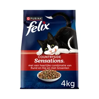 Felix Countryside Sensations Cat Food, Cat Chunks With Beef, Chicken & Vegetables - Bag 7.5 Kg
