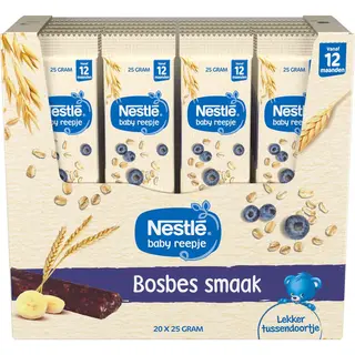 Nestlé Baby Fruitreep Bosbes - Tussendoortje - Met Fruit & Granen - Babyvoeding 12+ Maanden - 20 Repen