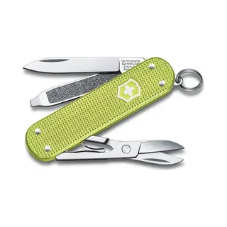 Victorinox Schweizer Taschenmesser, Klein, Classic Sd Alox, Multitool, Swiss Army Knife, 5 Funktionen, Klinge, Nagelfeile, Hellgrün