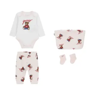 Guess Baby Girls Teddy Bear Bodysuit Set In Pink