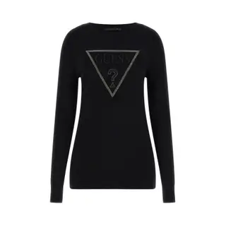 Guessvoor Vrouwen. W6RR49Z2NQ2 Sasha T-shirt Zwart (Xl), Casual, Viscose, Lange Mouwen
