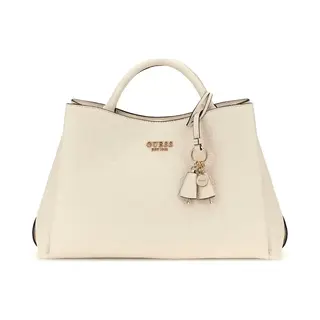 Guess Schoudertas Phoebe Large Girlfriend Satchel Cream White Logo Crème