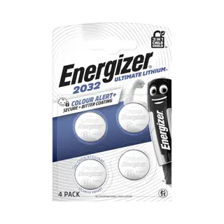 Energizer Ultimate Lithium - Cr 2032 Knopfzelle 3V Batterien (4 Stück) - Weltweit Erster 3 In 1 Kinderschutz Neuer Farbwarn-Technologie - Air Tag,