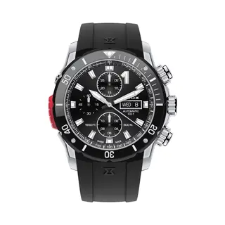 Edox Co-1 Chronograaf Rubberen Band Zwarte Wijzerplaat Automatisch Duikershorloge 01128-3NRCA-Nn 500M Herenhorloge Zwart
