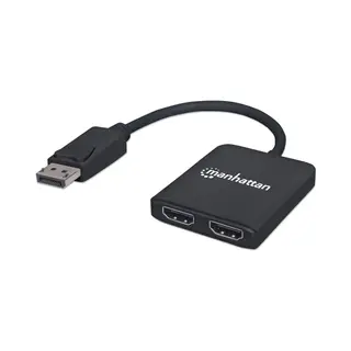 Manhattan DisplayPort 1.2 to 2-Port Hdmi Splitter Hub with Mst, 4K@30Hz, Usb-A Powered, Video Wall Function, Hdcp 2.2, Black, Mst = Multi-Stream Transport, 3 Year Warranty