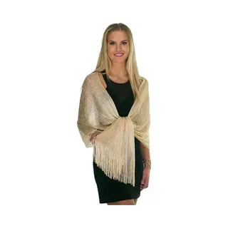 Sjaal Dames - Sjaals - Sjaal Met Franje - Omslagdoek - Stola - Sjaals En Omslagdoeken - Goud Met Franjes - Elegante - Lichte - Strandlaken - Voor