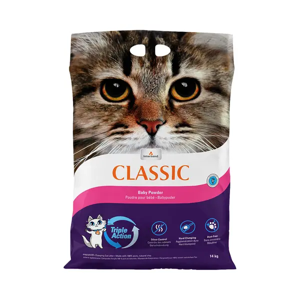 Extreme Classic Intersand Classic Baby Powder Scented Cat Litter - Economy Pack, 2 X 14kg (Verpakking van 2) thumbnail