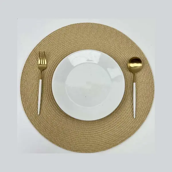 Placemats - Rond - 38 Cm - 4 Stuks - Onderlegger - Hitte Bestendig - Goud - Luxe Uitstraling thumbnail