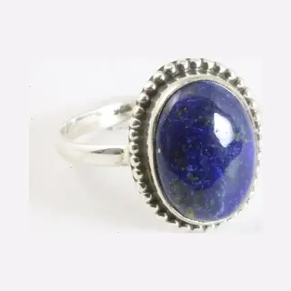 AsiAsia Bewerkte Ovale Zilveren Ring Met Lapis Lazuli - Maat 21