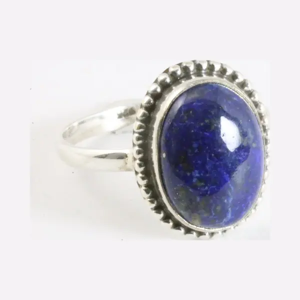 AsiAsia Bewerkte Ovale Zilveren Ring Met Lapis Lazuli - Maat 21 thumbnail