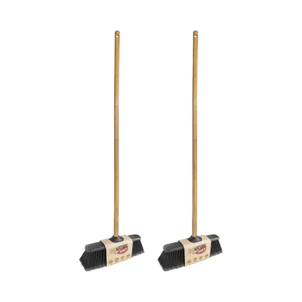 York 2x Stuks Binnenbezem Eco Met Bamboe Steel 120 Cm thumbnail