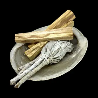 Reinig Je Huis Pakket - Smudge Kit Xs - Witte Salie - Palo Santo Sticks, Abalone Schelp - Incl. Handleiding Nl - Voor Energetische Reiniging -