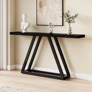 Tribesigns Consoletafel - Sidetable - Console - Haltafel - Metaal/Hout - Zwart - Industrieel - 160 X 29.5 X 80 Cm - Console Tafel Voor Hal, Woonkamer,