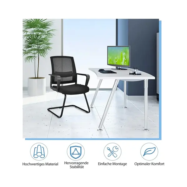 Coast Network Desk -Stuhl Mit Rückenlehne Bis Zu 136 Kg Belastbar 60 X 54, 5 X 94 Cm Schwarz thumbnail