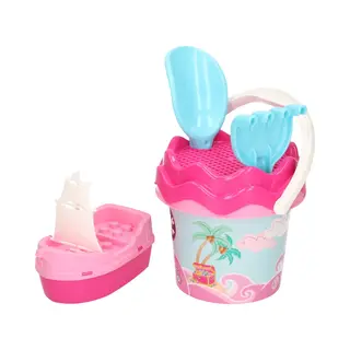 Disney Roze Piraten Strandemmer/zandbak Speelset Voor Kinderen - Piraat - Emmer - Schep - Hark - Boot - Zandbakspeeltjes - Zandspeelset - Strandspeelgoed