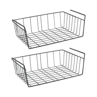 Metaltex - Kasthangmanden Babette - Set Van 2 Hangmanden - 40 Cm - Ophangen Zonder Boren - Zwart