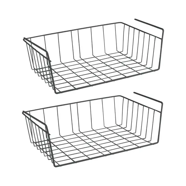 Metaltex - Kasthangmanden Babette - Set Van 2 Hangmanden - 40 Cm - Ophangen Zonder Boren - Zwart thumbnail