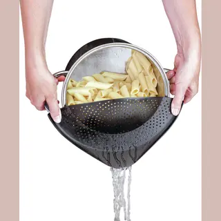 Metaltex - Vergiet - Afgiethulp - Afgietdeksel Met Handvaten - Clip On - Zwart