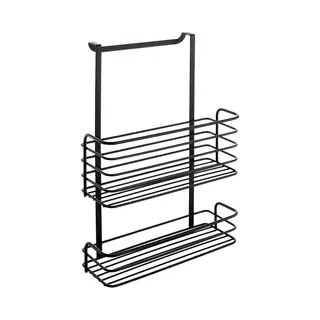 Metaltex - Dubbele Hangmand - Galileo - Ophangen Zonder Boren - Keukenkastdeur Van Maximaal 2cm - Mat Zwart - 26x12x36cm