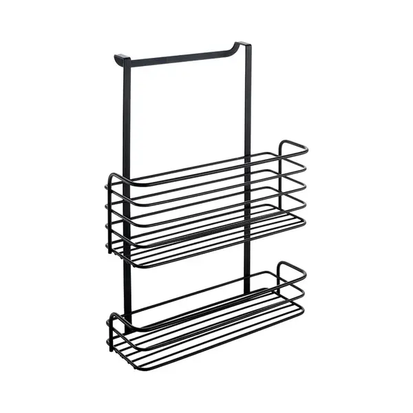 Metaltex - Dubbele Hangmand - Galileo - Ophangen Zonder Boren - Keukenkastdeur Van Maximaal 2cm - Mat Zwart - 26x12x36cm thumbnail