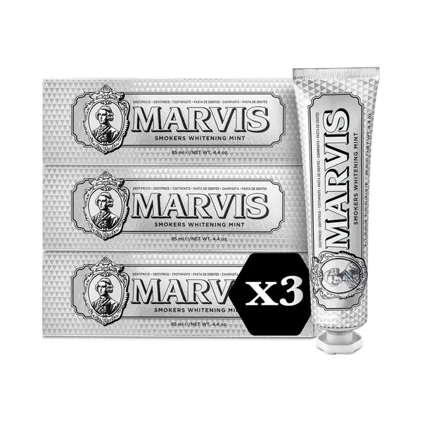 Marvis Smokers Whitening Mint Zahnpasta, 3 × 85 Ml, Whitening Zahnpasta Fördert Eine Natürliche Zahnaufhellung, Zahncreme Entfernt Plaque & thumbnail