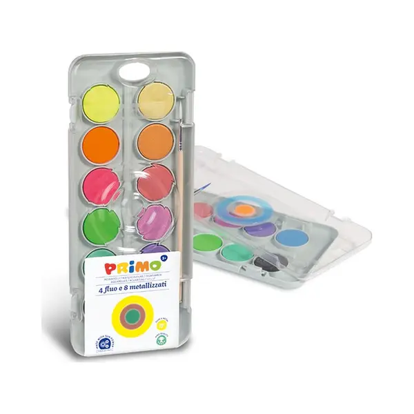 Primo - Aquarelverf tablet/penseel ø30mm (8 metal+4 fluo) thumbnail