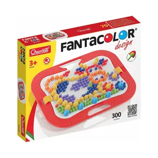 Quercetti FantaColor Design, Mosaik Bastelset Kinder, Spielzeug Ab 3 Jahre Für Kinder, Montessori Spielzeug Mit 300 Reißnägel, Reisespielzeug In